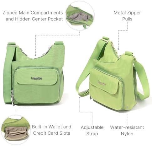 Baggallini Womens Criss Cross 10x11 Crossbody Bag for Fashion Ladies, Stylish and Practical, Daily Use, High-Quality Lea