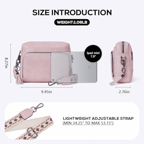 POIUGOYA Trendy Vegan Leather Crossbody Purse for Women, Travel Compatible with Built-in Wallet Medium Size