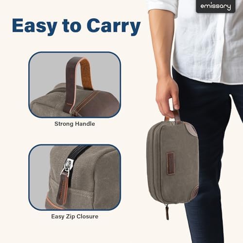 Men's Emissary Water-Resistant Toiletry Bag | Men’s Emissary Canvas Travel Dopp Kit | Men's Emissary Travel Bathroom Ba
