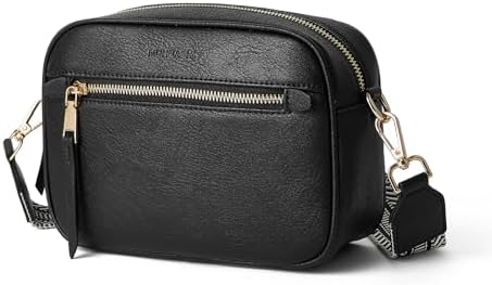 MUHUASHI Small Crossbody Bag for Women with Triple Pockets and Vegan Leather Shoulder Camera Purse Featuring Long Guitar