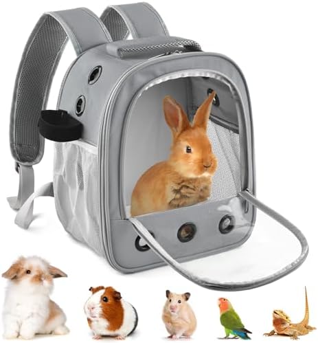 Portable Guinea Pig Carrier Backpack for Pet Bunny Chinchilla Outgoing with Water Bottle Holder & Detachable Pad (Pink)