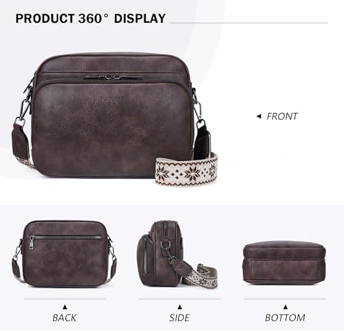POIUGOYA Trendy Vegan Leather Crossbody Purse for Women, Travel Compatible with Built-in Wallet Medium Size