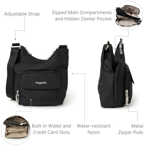 Baggallini Womens Criss Cross 10x11 Crossbody Bag for Fashion Ladies, Stylish and Practical, Daily Use, High-Quality Lea
