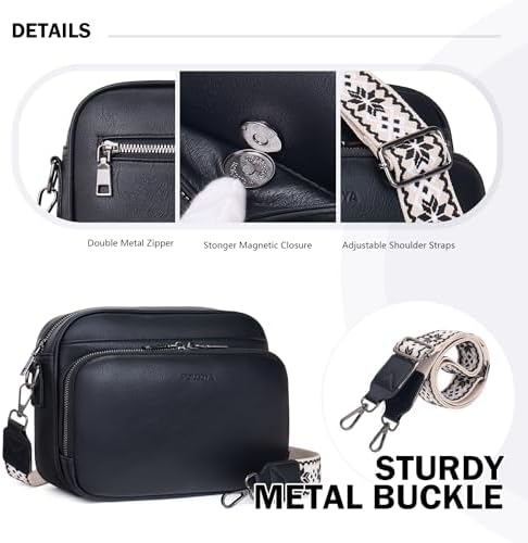 POIUGOYA Trendy Vegan Leather Crossbody Purse for Women, Travel Compatible with Built-in Wallet Medium Size