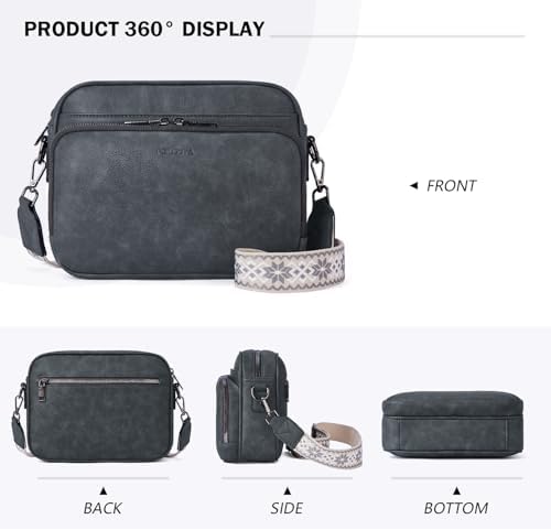 POIUGOYA Trendy Vegan Leather Crossbody Purse for Women, Travel Compatible with Built-in Wallet Medium Size