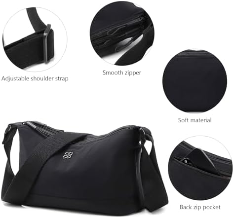 Eslcorri Women Small Shoulder Bag Nylon Simple Zipper Purse Lightweight Casual Mini Bag Eslcorri Women Casual Small Cros