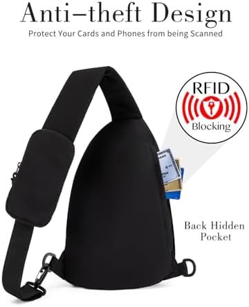 Ecosmile Women Nylon Crossbody Bag Anti-theft RFID Blocking Pocket Adjustable Shoulder Strap