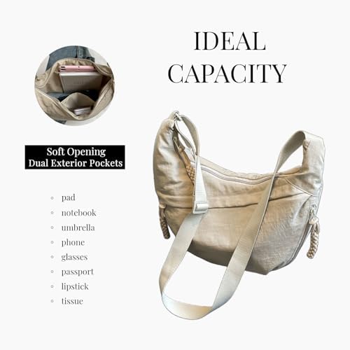 MadGrandeur Nylon Crossbody Bags for Women, Lightweight and Stylish Over Shoulder Purse | Trendy Medium Crescent Bag by