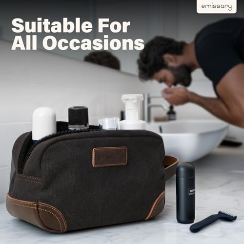 Men's Emissary Water-Resistant Toiletry Bag | Men’s Emissary Canvas Travel Dopp Kit | Men's Emissary Travel Bathroom Ba