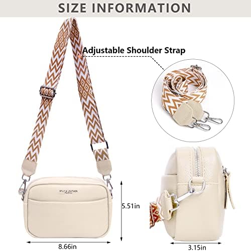 Women Genuine Leather Crossbody Bag for Everyday Use | Trendy Design Wide Strap Crossbody Bag | Camera Crossbody Purs