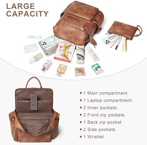 Shrrie Vegan Leather Women's 15.6 Inch Laptop Backpack for Work and Travel | Shrrie Vegan Leather Women's Laptop Backpa