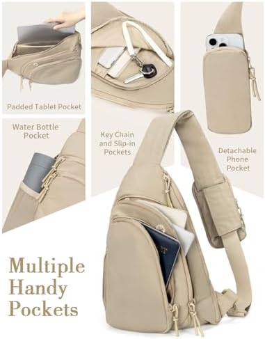 Ecosmile Women Nylon Crossbody Bag Anti-theft RFID Blocking Pocket Adjustable Shoulder Strap