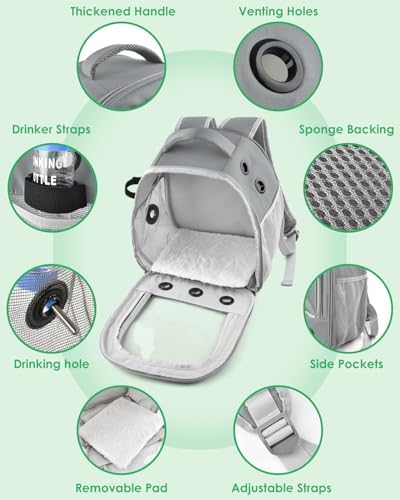 Portable Guinea Pig Carrier Backpack for Pet Bunny Chinchilla Outgoing with Water Bottle Holder & Detachable Pad (Pink)