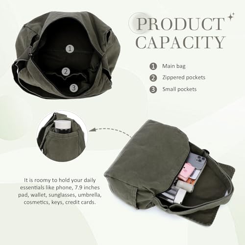 SUKUTU Canvas Messenger Bag for Women and Men Casual Crossbody Shoulder Bag Unisex Travel Work Hobo Bag SUKUTU Canvas