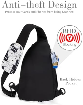 Ecosmile Women Nylon Crossbody Bag Anti-theft RFID Blocking Pocket Adjustable Shoulder Strap