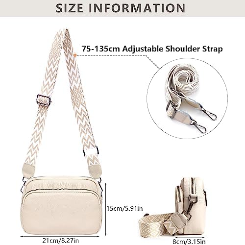Women Genuine Leather Crossbody Bag for Everyday Use | Trendy Design Wide Strap Crossbody Bag | Camera Crossbody Purs