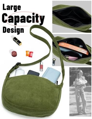 Trendy Crossbody Sling Bag for Women Men: Crescent Bag with Adjustable Strap, 2 Zippers, Lightweight