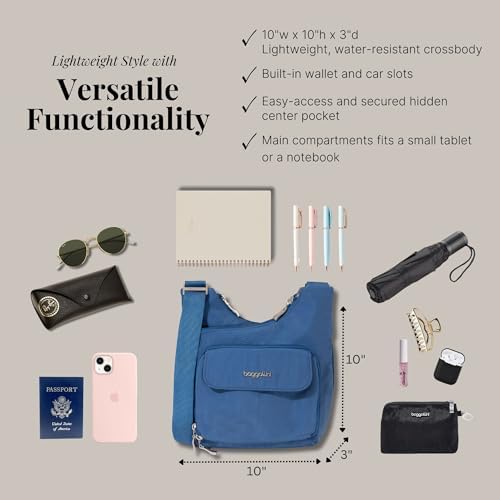 Baggallini Womens Criss Cross 10x11 Crossbody Bag for Fashion Ladies, Stylish and Practical, Daily Use, High-Quality Lea