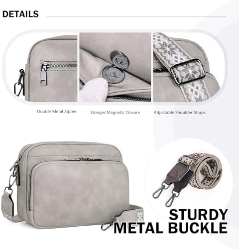 POIUGOYA Trendy Vegan Leather Crossbody Purse for Women, Travel Compatible with Built-in Wallet Medium Size