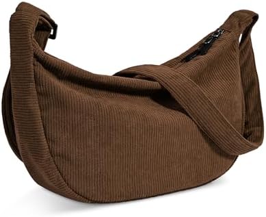 Trendy Crossbody Sling Bag for Women Men: Crescent Bag with Adjustable Strap, 2 Zippers, Lightweight