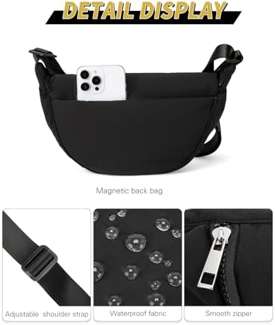 GASSDA Crossbody Bags for Women Crescent Bag Nylon Sling Bag Purse with Adjustable Strap Global Recycled Standard Daily