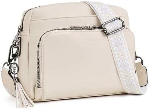POIUGOYA Trendy Vegan Leather Crossbody Purse for Women, Travel Compatible with Built-in Wallet Medium Size