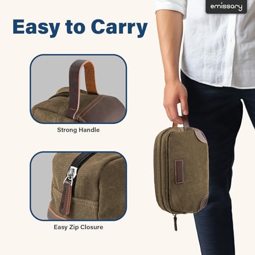 Men's Emissary Water-Resistant Toiletry Bag | Men’s Emissary Canvas Travel Dopp Kit | Men's Emissary Travel Bathroom Ba