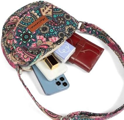 Malirona Women's Durable Small Floral Crossbody Bag Canvas Messenger Handbag Multi Pocket Travel Satchel Purse Malirona