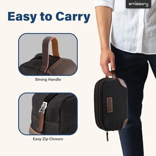 Men's Emissary Water-Resistant Toiletry Bag | Men’s Emissary Canvas Travel Dopp Kit | Men's Emissary Travel Bathroom Ba