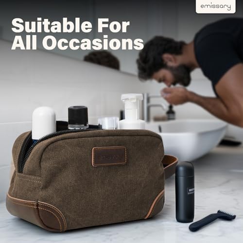 Men's Emissary Water-Resistant Toiletry Bag | Men’s Emissary Canvas Travel Dopp Kit | Men's Emissary Travel Bathroom Ba