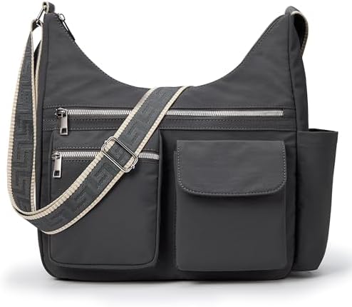 KALIDI Fancy Forest Nylon Crossbody Bags for Women Casual Work Travel Trendy Cross Body Purse with Multiple Pockets