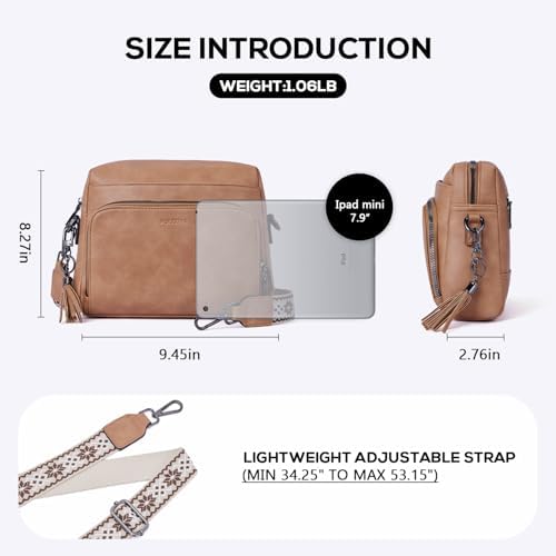 POIUGOYA Trendy Vegan Leather Crossbody Purse for Women, Travel Compatible with Built-in Wallet Medium Size