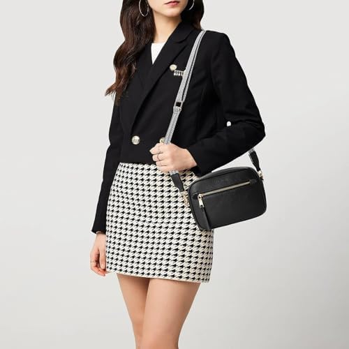 MUHUASHI Small Crossbody Bag for Women with Triple Pockets and Vegan Leather Shoulder Camera Purse Featuring Long Guitar