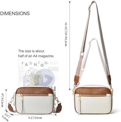 MUHUASHI Small Crossbody Bag for Women with Triple Pockets and Vegan Leather Shoulder Camera Purse Featuring Long Guitar