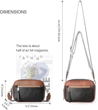 MUHUASHI Small Crossbody Bag for Women with Triple Pockets and Vegan Leather Shoulder Camera Purse Featuring Long Guitar