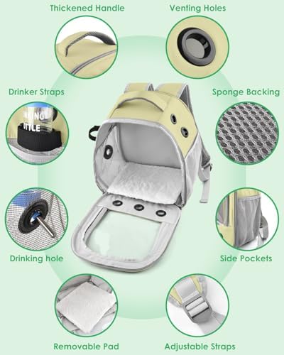 Portable Guinea Pig Carrier Backpack for Pet Bunny Chinchilla Outgoing with Water Bottle Holder & Detachable Pad (Pink)