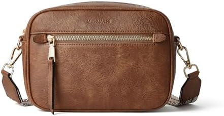 MUHUASHI Small Crossbody Bag for Women with Triple Pockets and Vegan Leather Shoulder Camera Purse Featuring Long Guitar