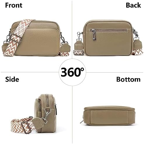 Women Genuine Leather Crossbody Bag for Everyday Use | Trendy Design Wide Strap Crossbody Bag | Camera Crossbody Purs