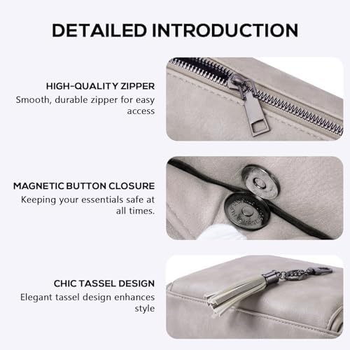 POIUGOYA Trendy Vegan Leather Crossbody Purse for Women, Travel Compatible with Built-in Wallet Medium Size