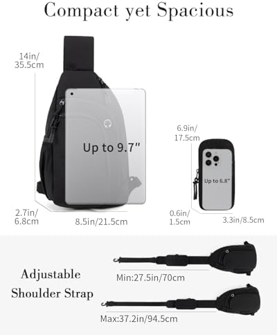 Ecosmile Women Nylon Crossbody Bag Anti-theft RFID Blocking Pocket Adjustable Shoulder Strap