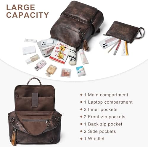 Shrrie Vegan Leather Women's 15.6 Inch Laptop Backpack for Work and Travel | Shrrie Vegan Leather Women's Laptop Backpa