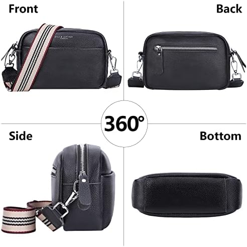 Women Genuine Leather Crossbody Bag for Everyday Use | Trendy Design Wide Strap Crossbody Bag | Camera Crossbody Purs
