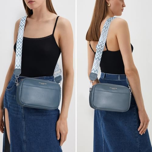 Women Genuine Leather Crossbody Bag for Everyday Use | Trendy Design Wide Strap Crossbody Bag | Camera Crossbody Purs