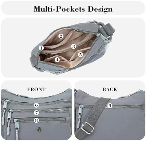 AOCINA Women's Lightweight Multi-Pocket Crossbody Bags for Everyday Use | AOCINA Nylon Messenger Shoulder Handbags for