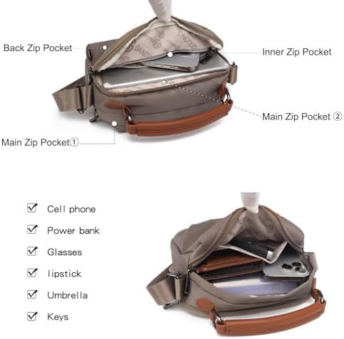 Eslcorri Women Small Shoulder Bag Nylon Simple Zipper Purse Lightweight Casual Mini Bag Eslcorri Women Casual Small Cros