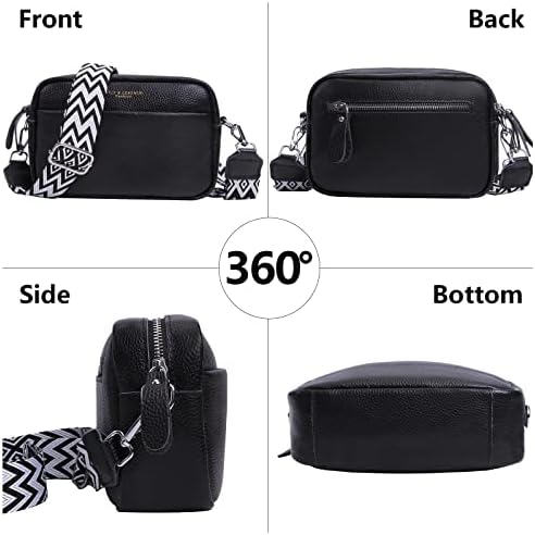 Women Genuine Leather Crossbody Bag for Everyday Use | Trendy Design Wide Strap Crossbody Bag | Camera Crossbody Purs