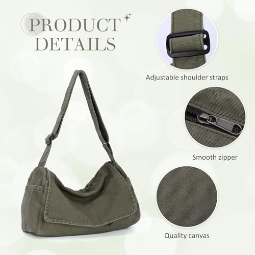 SUKUTU Canvas Messenger Bag for Women and Men Casual Crossbody Shoulder Bag Unisex Travel Work Hobo Bag SUKUTU Canvas