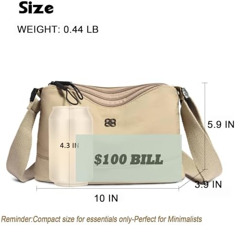 Eslcorri Women Small Shoulder Bag Nylon Simple Zipper Purse Lightweight Casual Mini Bag Eslcorri Women Casual Small Cros