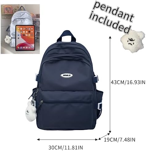 Kawaii Waterproof Backpack for Women Dark Blue