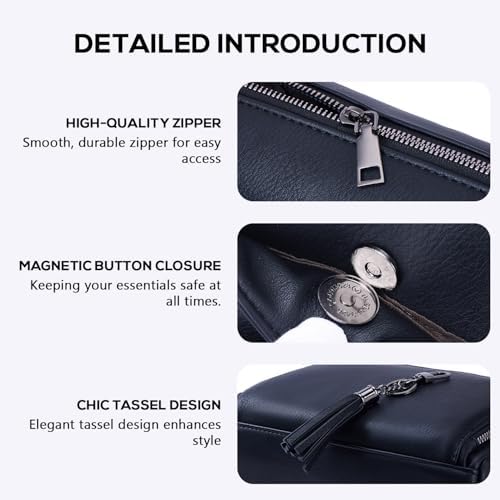 POIUGOYA Trendy Vegan Leather Crossbody Purse for Women, Travel Compatible with Built-in Wallet Medium Size